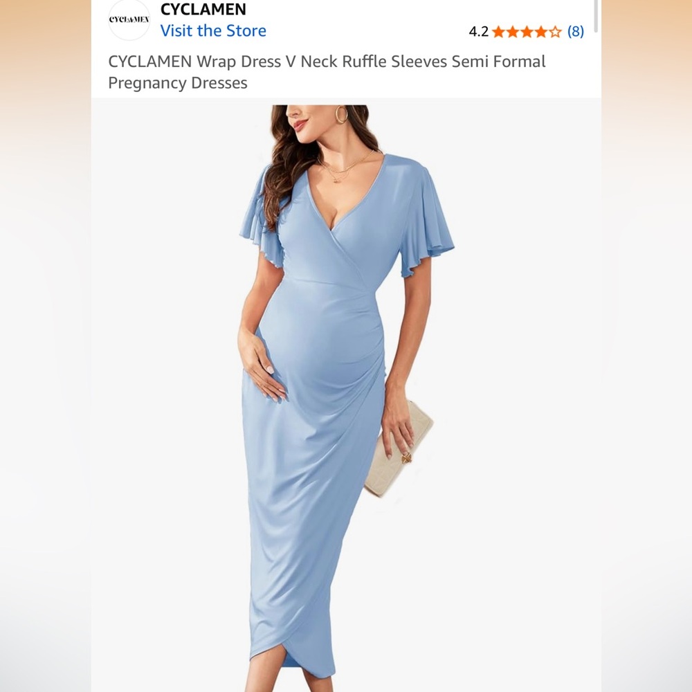 Cyclamen Light Blue Wrap Dress Marternity